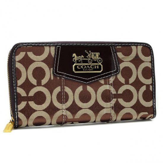 Coach In Signature Large Coffee Wallets AXM | Women - Click Image to Close